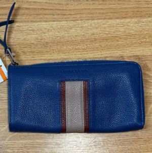 Longchamp Blue and Brown Clutch
